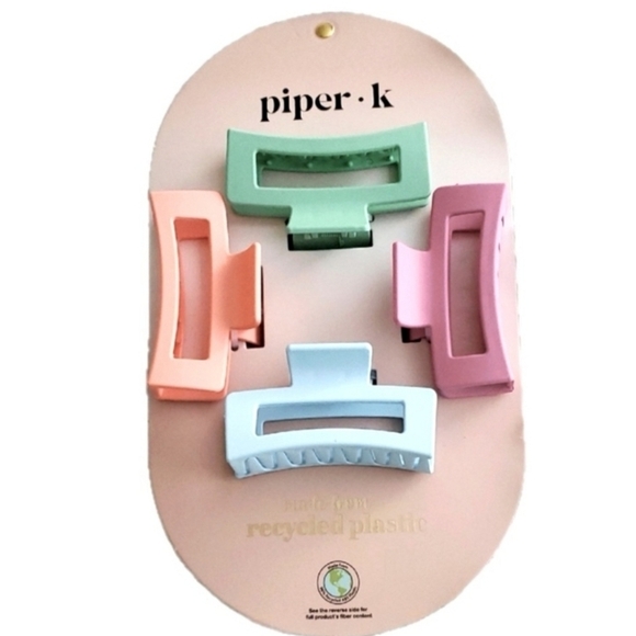 🔹️Piper K🔹️ Colorful Recycled Plastic 4 Piece Hair Clip Set - Picture 1 of 4